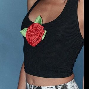 Fashion brand 1 Red Rose Tencel Rib Halter Top